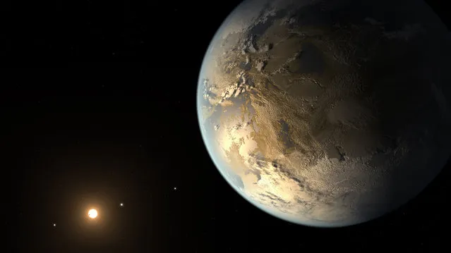 The planet Kepler-186f, the first validated Earth-size planet to orbit a distant star in the habitable zone,  which is a range of distance from a star where liquid water might pool on the planet's surface. The discovery is the closest scientists have come so far to finding a true Earth twin. The star, known as Kepler-186 and located about 500 light years away in the constellation Cygnus, is smaller and redder than the sun. (Photo by Reuters/NASA/JPL-Caltech)