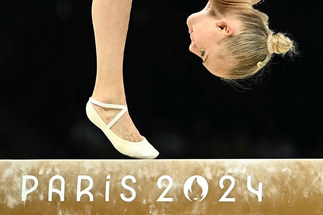 Netherlands' Lieke Wevers competes in the balance beam event of the artistic gymnastics women's qualification during the Paris 2024 Olympic Games at the Bercy Arena in Paris, on July 28, 2024. (Photo by Lionel Bonaventure/AFP Photo)