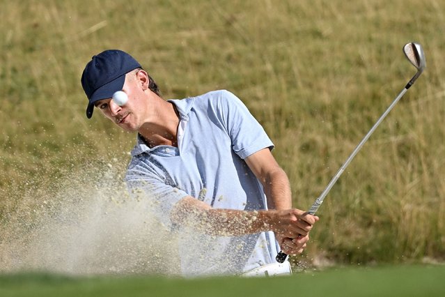 Petr Hruby of Czech Republic plays his third shot on the ninth hole on day two of the D+D REAL Czech Masters at PGA National OAKS Prague on August 16, 2024 in Prague, Czech Republic . (Photo by Octavio Passos/Getty Images)