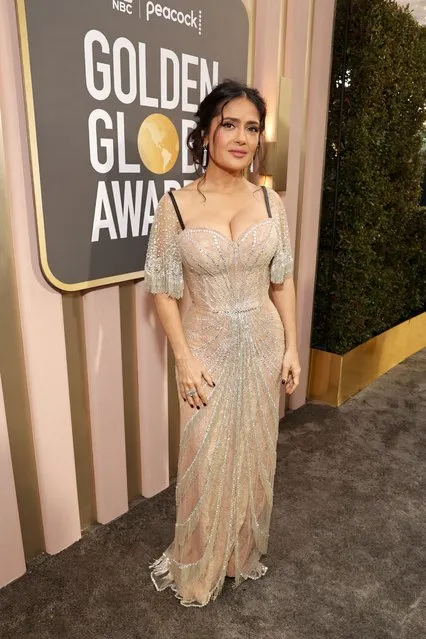 Mexican-American actress Salma Hayek arrives at the 80th Annual Golden Globe Awards held at the Beverly Hilton Hotel on January 10, 2023 in Beverly Hills, California. (Photo by Todd Williamson/NBC/NBC via Getty Images)