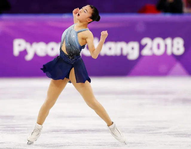 Japan' s Kaori Sakamoto competes in the women' s single skating short program of the figure skating event during the Pyeongchang 2018 Winter Olympic Games at the Gangneung Ice Arena in Gangneung on February 21, 2018. (Photo by John Sibley/Reuters)