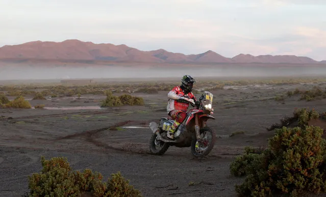 2017 Paraguay-Bolivia-Argentina Dakar rally, 39th Dakar Edition, Seventh stage from Oruro to Uyuni, Bolivia on January 9, 2017. Ricky Brabec of U.S rides his Honda. (Photo by Ricardo Moraes/Reuters)