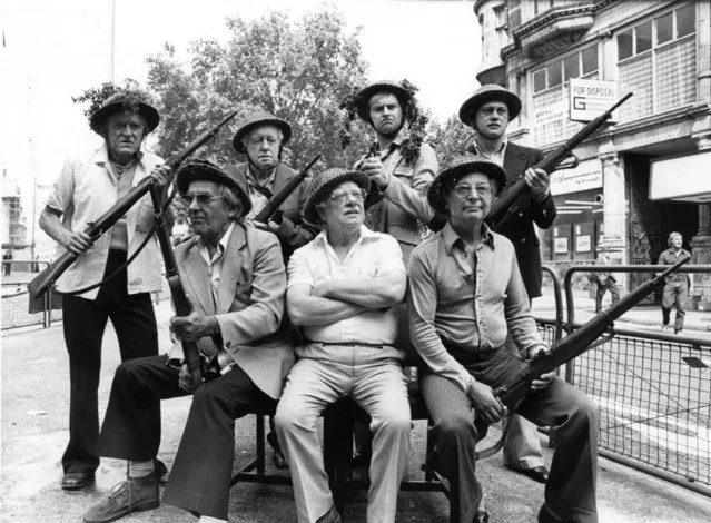 Arthur Lowe and members of the “Dad's Army” cast ready to defend their country, 23rd August 1975. (Photo by Hulton Archive/Getty Images)