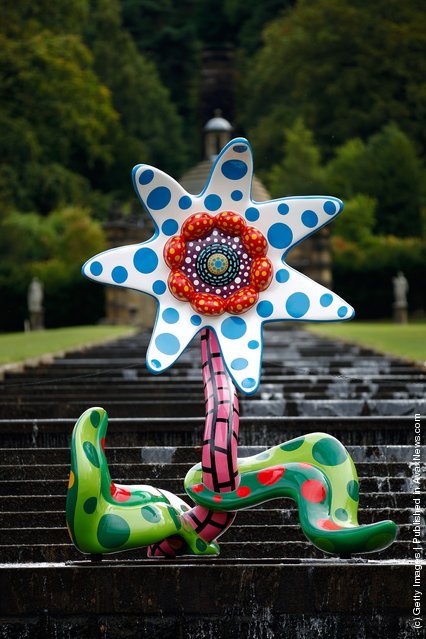 A sculpture entitled Flowers That Bloom Tomorrow by Yayoi Kusama