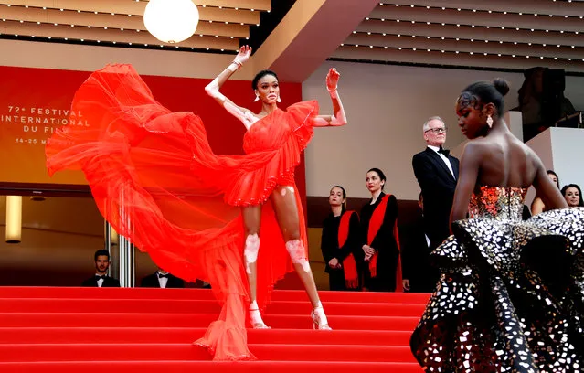 Canadian model Winnie Harlow arrives for the screening of the film “Once Upon a Time in Hollywood” at the 72nd edition of the Cannes Film Festival in Cannes, southern France, on May 21, 2019. (Photo by Eric Gaillard/Reuters)