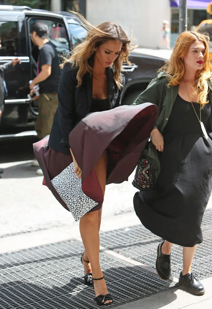 Jessica Alba Upskirt Leaving the Trump Soho Hotel in NYC