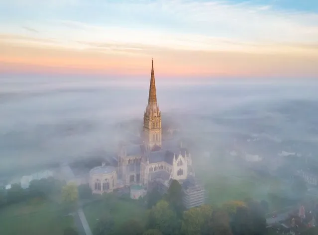 Sunrise at Salisbury, city in the southern English county of Wiltshire on Friday, September 30, 2022. (Photo by Martin Cook/South West News Service)
