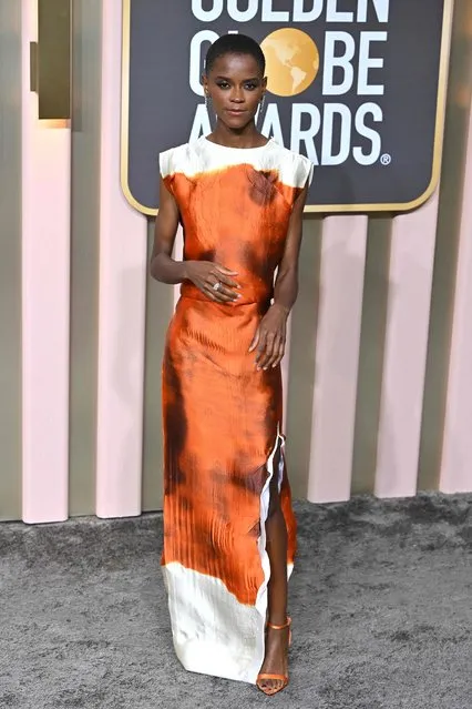 British actress Letitia Wright arrives for the 80th annual Golden Globe Awards at The Beverly Hilton hotel in Beverly Hills, California, on January 10, 2023. (Photo by Frederic J. Brown/AFP Photo)