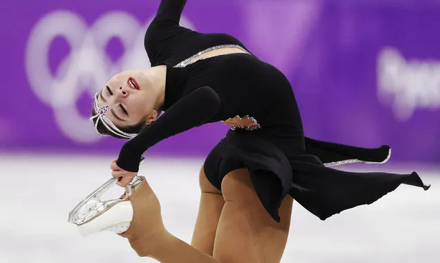 Kazakhstan' s Aiza Mambekova competes in the women' s single skating short program of the figure skating event during the Pyeongchang 2018 Winter Olympic Games at the Gangneung Ice Arena in Gangneung on February 21, 2018. (Photo by John Sibley/Reuters)