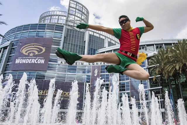 Cosplayer Johnny McPhung as Robin poses at Day 2 of WonderCon 2023 at Anaheim Convention Center on March 25, 2023 in Anaheim, California. (Photo by Daniel Knighton/FilmMagic)