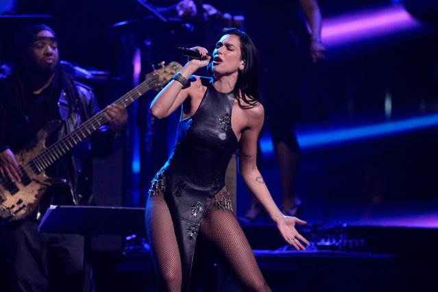 English-Albanian singer Dua Lipa performs during the 39th Annual Rock & Roll Hall of Fame Induction Ceremony on Saturday, October 19, 2024, at Rocket Mortgage FieldHouse in Cleveland. (Photo by Chris Pizzello/AP Photo)