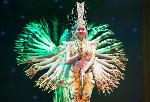 Members of the China Disabled People’s Performing Art Troupe take part in the thousand-hand Bodhisattva dance in Mississauga, Canada on November 8, 2018. (Photo by Zou Zheng/Xinhua News Agency/Barcroft Images)