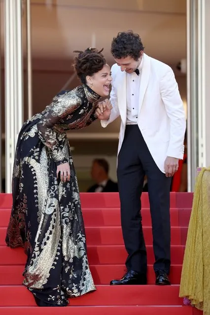 Actress Sasha Lane and actor Shia LaBeouf leave the screening of “American Honey” at the annual 69th Cannes Film Festival at Palais des Festivals on May 15, 2016 in Cannes, France. (Photo by Andreas Rentz/Getty Images)