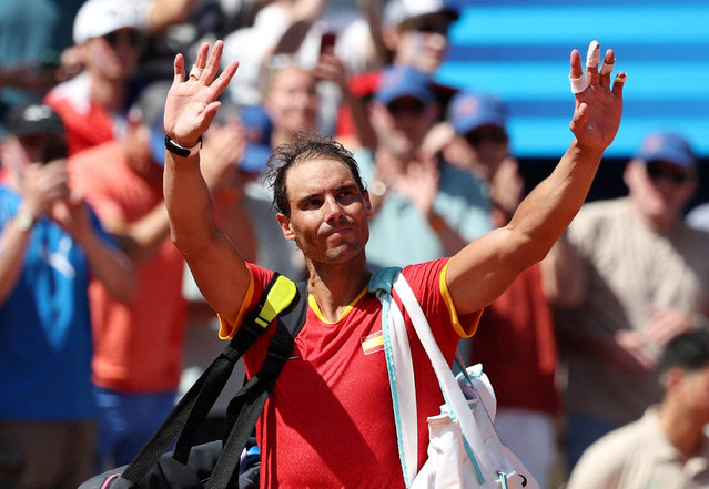 Rafael Nadal of Spain after losing his men's tennis singles second round match against Novak Djokovic of Serbia at the Paris Olympics on July 29, 2024. (Photo by Violeta Santos Moura/Reuters)