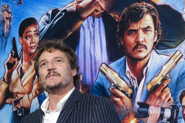 Chilean-American actor Pedro Pascal poses on the red carpet during the premiere of “The Unbearable Weight of Massive Talent” at the DGA Theater in Los Angeles, California, USA, 18 April 2022. The movie will be released in US theaters on 22 April. (Photo by Ringo Chiu/EPA/EFE)