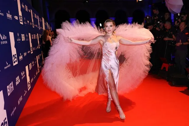 English actress Florence Pugh arrives at the 25th British Independent Film Awards at Old Billingsgate on December 4, 2022 in London, England. (Photo by David M. Benett/Max Cisotti/Dave Benett/Getty Images)