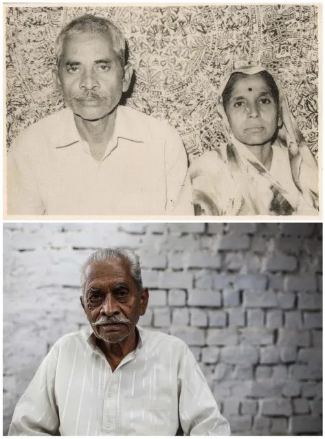 A combination picture shows Ram Chandra (L) with his wife Prema in an undated family photograph (top) and (bottom) Ram Chandra alone in Bhopal November 15, 2014. Chandra said that Prema died as a result of gas poisoning after the 1984 Bhopal disaster. (Photo by Danish Siddiqui/Reuters)