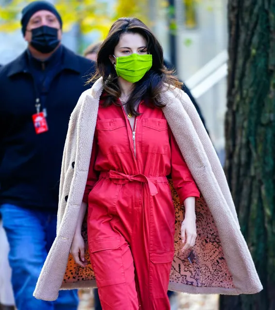 American singer Selena Gomez arrives on set of her new Hulu TV series on December 07, 2020 in New York City. (Photo by Gotham/GC Images)