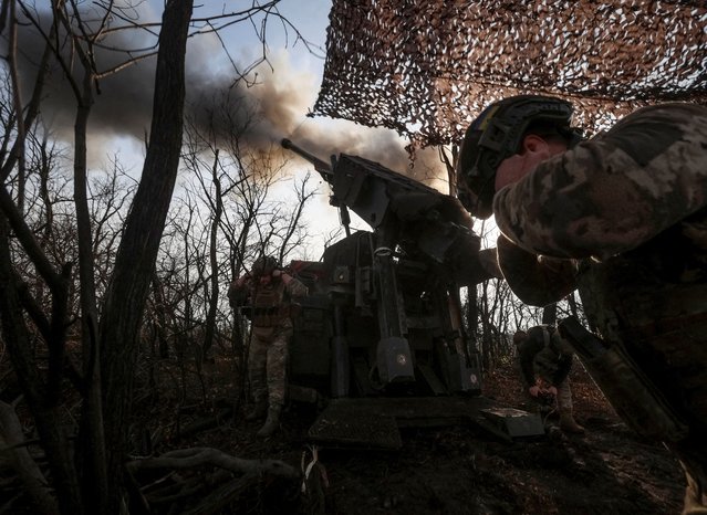 Servicemen of the 148th Separate Artillery Zhytomyr Brigade of the Armed Forces of Ukraine  fire a Caesar self-propelled howitzer towards Russian troops at a position on the front line, amid Russia's attack on Ukraine, near the frontline town of Pokrovsk in Donetsk region, Ukraine on November 23, 2025. (Photo by Anatolii Stepanov/Reuters)