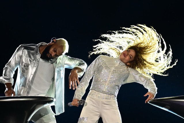 Colombian singer Shakira performs during the worldwide launch of her “Las Mujeres ya no Lloran” tour at Nilton Santos stadium in Rio de Janeiro on February 11, 2025. (Photo by Pablo Porciuncula/AFP Photo)