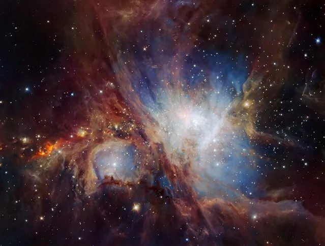A handout photo released on July 11, 2016 by the European Southern Observatory shows the Orion Nebula star-formation region obtained from multiple exposures using the HAWK-I infrared camera on ESOs Very Large Telescope in Chile. This is the deepest view ever of this region and reveals more very faint planetary-mass objects than expected. (Photo by H. Drass/AFP Photo/European Southern Observatory)
