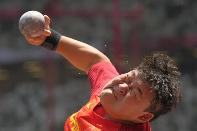 Gao Yang, of China, competes in the final of the women's shot put at the 2020 Summer Olympics, Sunday, August 1, 2021, in Tokyo. (Photo by David J. Phillip/AP Photo)