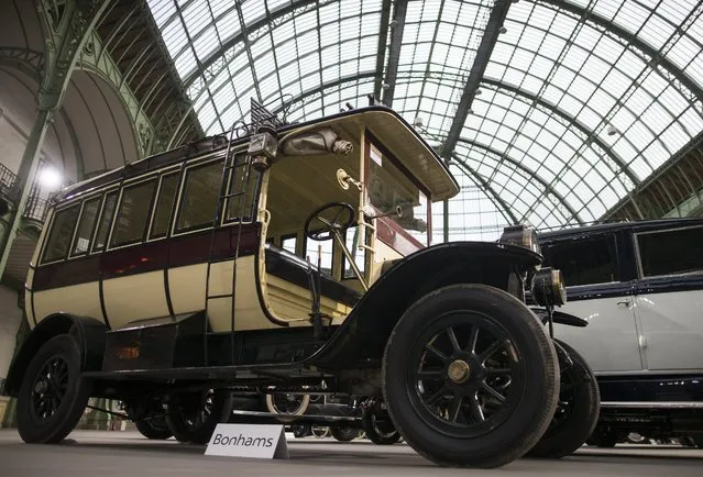 A Hispano-Suiza 15/20 HP omnibus is displayed during a press preview before a mass auction of vintage vehicles organised by Bonhams auction house as part of “Retromobile Week” at the Grand Palais in Paris, France, 05 February 2014. (Photo by Ian Langsdon/EPA)