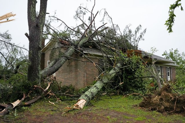 A storm damaged house is seen along Blackburn Lane, Thursday, May 9, 2024, in Columbia, Tenn. Severe storms tore through the central and southeast U.S., Wednesday, spawning damaging tornadoes, producing massive hail, and killing two people in Tennessee. (Photo by George Walker IV/AP Photo)