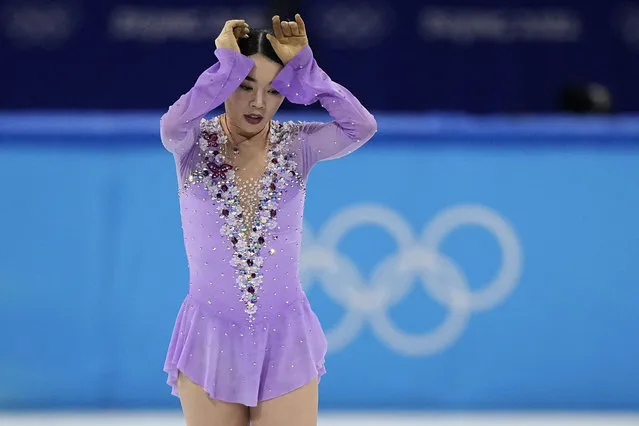 Karen Chen, of the United States, competes in the women's free skate program during the figure skating competition at the 2022 Winter Olympics, Thursday, February 17, 2022, in Beijing. (Photo by David J. Phillip/AP Photo)