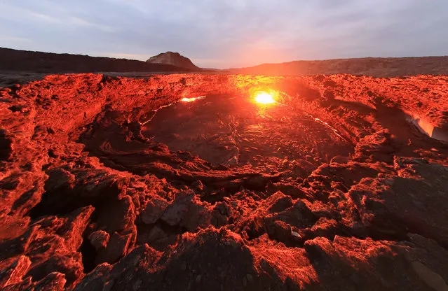 Erta Ale lava pit, Ethiopia. (Photo by Airpano/Caters News)