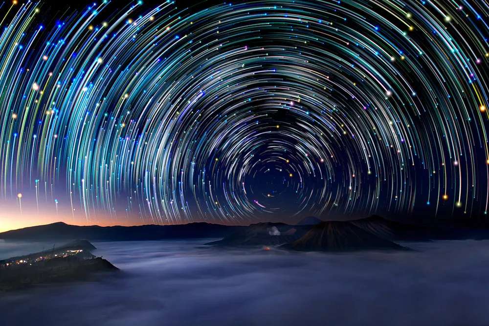 Star Trails Pictured in the Night Sky