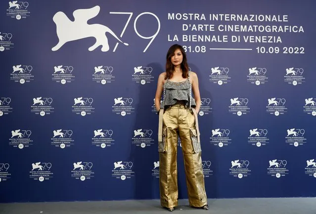 British actress Gemma Chan poses during a photocall for the film “Don't Worry darling” presented out of competition as part of the 79th Venice International Film Festival at Lido di Venezia in Venice, on September 5, 2022. (Photo by Yara Nardi/Reuters)