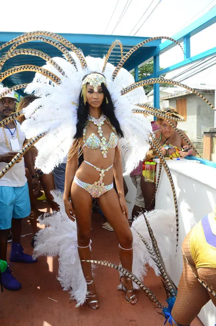 Supermodel Chanel Iman partying at Crop Over Festival in Barbados on August 2, 2016. (Photo by Sandy/Pitt/Splash News)