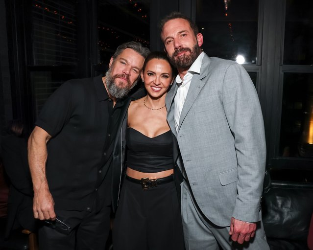 Matt Damon, Luciana Barroso and Ben Affleck attend the afterparty for Amazon MGM Studios Accountant 2 World Premiere at SXSW on Saturday March 8, 2025 in Austin, Texas. (Photo by Todd Williamson/January Images/Rex Features/Shutterstock)