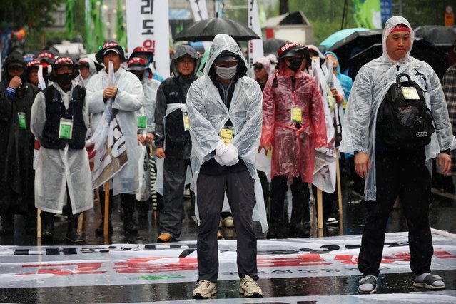 Several workers from the Korean Confederation of Trade Unions (KCTU) attend a May Day rally in Seoul, South Korea, on May 1, 2025. (Photo by Kim Hong-Ji/Reuters)