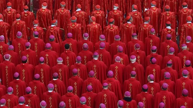 Cardinals and Bishops attend the funeral mass of Pope Emeritus Benedict XVI at St. Peter's square in the Vatican on January 5, 2023. Pope Francis is presiding on January 5 over the funeral of his predecessor Benedict XVI at the Vatican, an unprecedented event in modern times expected to draw tens of thousands of people. (Photo by Filippo Monteforte/AFP Photo)