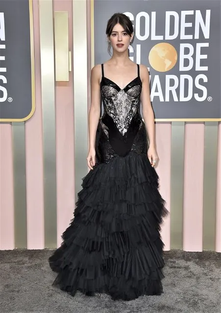 British actress Daisy Edgar-Jones arrives at the 80th annual Golden Globe Awards at the Beverly Hilton Hotel on Tuesday, January 10, 2023, in Beverly Hills, Calif. (Photo by Jordan Strauss/Invision/AP Photo)