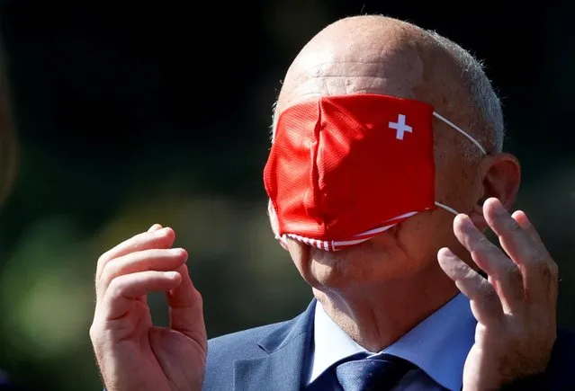 Swiss Finance Minister Ueli Maurer wears a protective face mask ahead of an official welcome ceremony for Austrian Chancellor Sebastian Kurz at the Lohn Estate in Kehrsatz near Bern, Switzerland, September 18, 2020. (Photo by Denis Balibouse/Reuters)