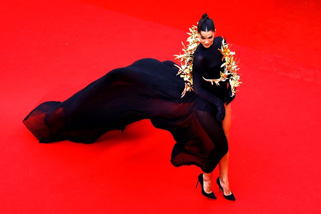 French television presenter and model  Iris Mittenaere poses on the red carpet during arrivals for the screening of the film “Furiosa: A Mad Max Saga” Out of competition at the 77th Cannes Film Festival in Cannes, France, on May 15, 2024. (Photo by Clodagh Kilcoyne/Reuters)