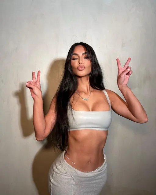 American socialite Kim Kardashian in the first decade of March 2023 shows off her fit figure in Skims. (Photo by kimkardashian/Instagram)
