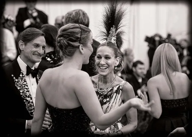 Hamish Bowles, Jennifer Lawrence, and Sarah Jessica Parker attend the Costume Institute Gala for the “Punk: Chaos to Couture” exhibition. (Photo by Andrew H. Walker)