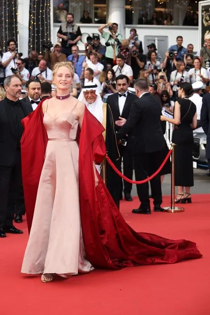 Uma Thurman attends the “Jeanne du Barry” Screening & opening ceremony red carpet at the 76th annual Cannes film festival at Palais des Festivals on May 16, 2023 in Cannes, France. (Photo by Daniele Venturelli/WireImage)