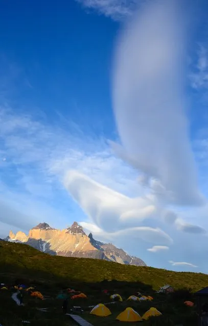 “Lasting Reach”. Towards the evening spectacular cloud formations stretched out above the Cuernos of Torres del Paine. The contrast between the power of Patagonia and the vulnerable tents once again establishes how nature can be so intriguing. Location: Torres del Paine National Park, Chile. (Photo and caption by Violette Wolters/National Geographic Traveler Photo Contest)
