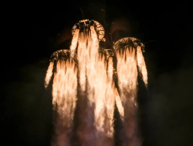 The Soyuz MS-15 spacecraft carrying the crew formed of Jessica Meir of the U.S., Oleg Skripochka of Russia and Hazzaa Ali Almansoori of United Arab Emirates blasts off to the International Space Station (ISS) from the launchpad at the Baikonur Cosmodrome, Kazakhstan on September 25, 2019. (Photo by Shamil Zhumatov/Reuters)