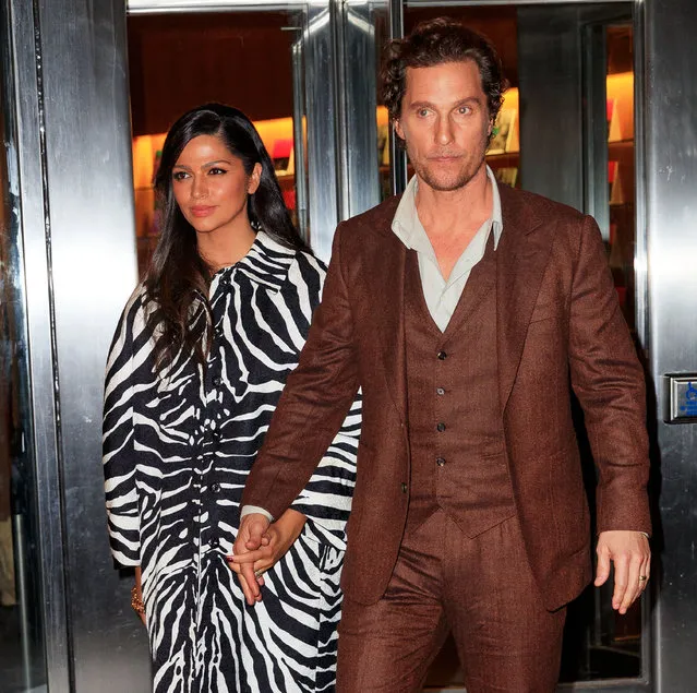 Camila Alves and Matthew McConaughey depart MoMA on January 23, 2019 in New York City. (Photo by Jackson Lee/GC Images)