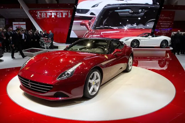 The New Ferrari California T is  is on display  at the 84.  Geneva International Motor Show in Geneva, Switzerland, Tuesday, March 4, 2014. (Photo by Sandro Campardo/AP Photo/Keystone)