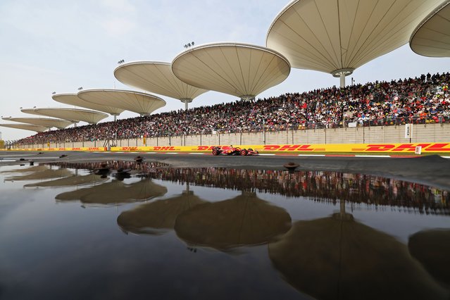 Charles Leclerc of Monaco driving the (16) Ferrari SF-24 on track during qualifying ahead of the F1 Grand Prix of China at Shanghai International Circuit on April 20, 2024 in Shanghai, China. (Photo by Lintao Zhang/Getty Images)