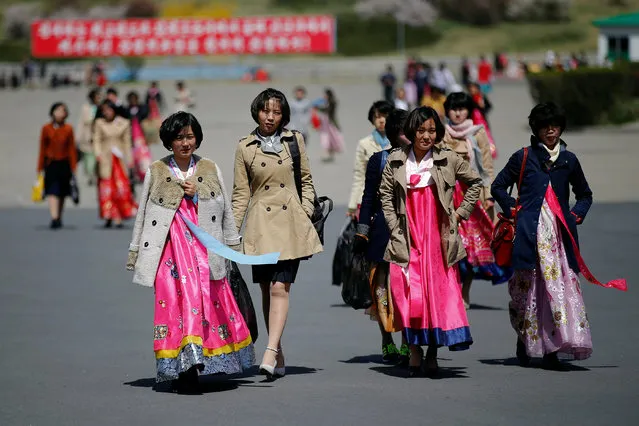 Women wear traditional clothes in Pyongyang, North Korea April 12, 2017. (Photo by Damir Sagolj/Reuters)