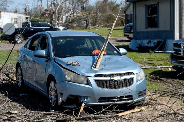 Damage to a vehicle from a series of powerful storms and at least one tornado is seen on March 25, 2023 in Rolling Fork, Mississippi. At least 26 people have reportedly been killed with dozens more injured following devastating storms across western Mississippi. (Photo by Will Newton/Getty Images)