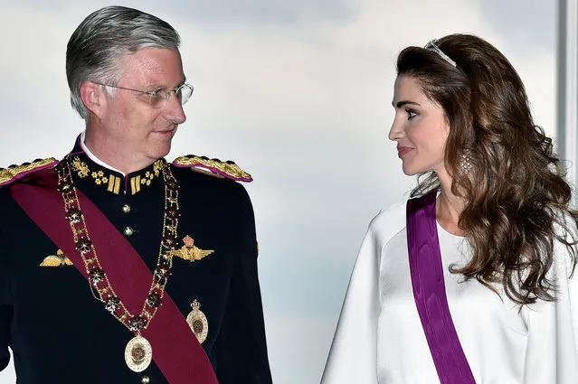 Belgium's King Philippe and Jordan's Queen Rania take part in a gala dinner at the Royal Castle of Laken in Brussels, Belgium, May 18, 2016. (Photo by Eric Vidal/Reuters)